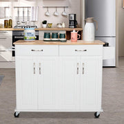 VINGLI Wood Rolling Kitchen Cart with Storage Shelf and Drawer White