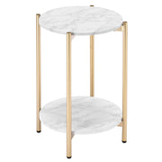 VINGLI 2-Tier Round Faux Marble Side Table