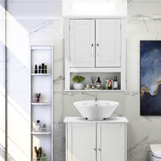 VINGLI Bathroom Cabinet Wall Mounted with Doors Wood Hanging Cabinet with Doors and Shelves Over The Toilet