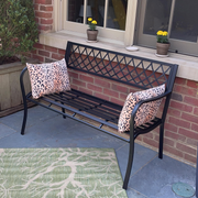 VINGLI 47 Inch Outdoor Patio Garden Bench Metal Bench Black