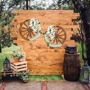 VINGLI Innovations Decorative Vintage Wood Garden Wagon Outdoor Rustic Yard Wheel 24/30in Brown 2 Count