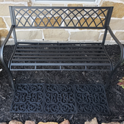 VINGLI 47 Inch Outdoor Patio Garden Bench Metal Bench Black