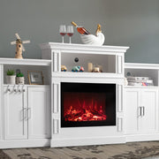 VINGLI 80 Inches Fireplace TV Stand Mantel Heater with Shelves and Side Cabinets White